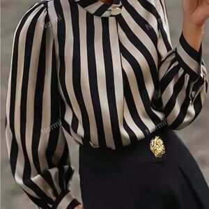 Black and White Striped Women's Top
